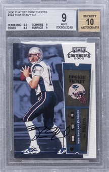 2000 Playoff Contenders #144 Tom Brady Signed Rookie Card – BGS MINT 9/BGS 10